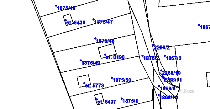 Parcela st. 8198 v KÚ Beroun, Katastrální mapa