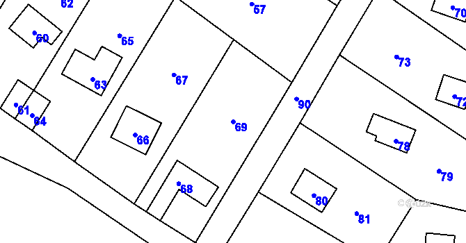 Parcela st. 69 v KÚ Zdejcina, Katastrální mapa