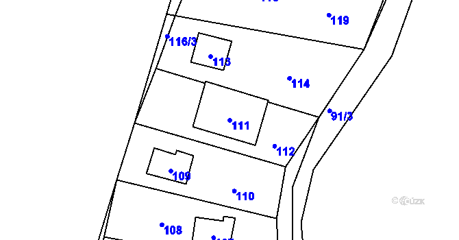 Parcela st. 111 v KÚ Zdejcina, Katastrální mapa