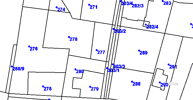 Parcela st. 277 v KÚ Zdejcina, Katastrální mapa