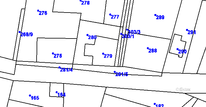 Parcela st. 279 v KÚ Zdejcina, Katastrální mapa
