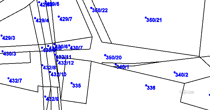 Parcela st. 350/20 v KÚ Zdejcina, Katastrální mapa