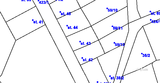 Parcela st. 43 v KÚ Jarov u Berouna, Katastrální mapa