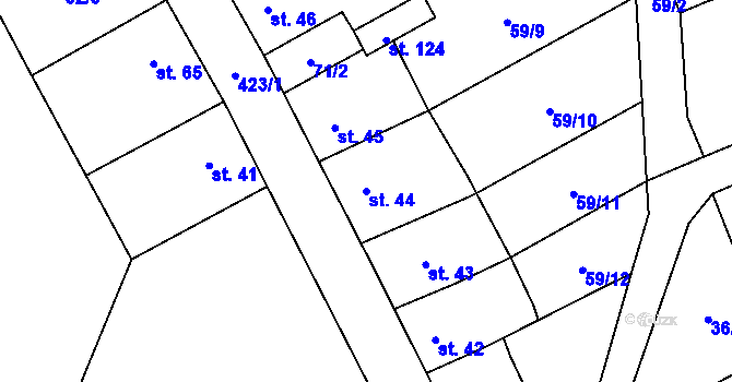 Parcela st. 44 v KÚ Jarov u Berouna, Katastrální mapa
