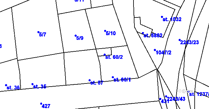 Parcela st. 60/2 v KÚ Jarov u Berouna, Katastrální mapa