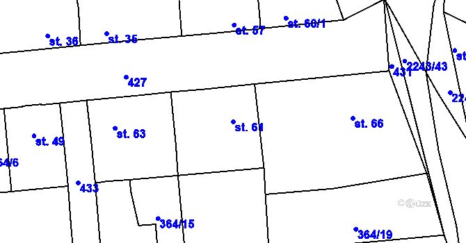 Parcela st. 61 v KÚ Jarov u Berouna, Katastrální mapa