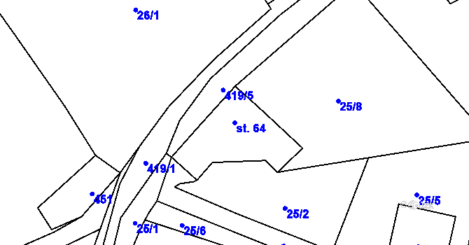 Parcela st. 64 v KÚ Jarov u Berouna, Katastrální mapa