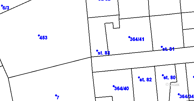 Parcela st. 83 v KÚ Jarov u Berouna, Katastrální mapa