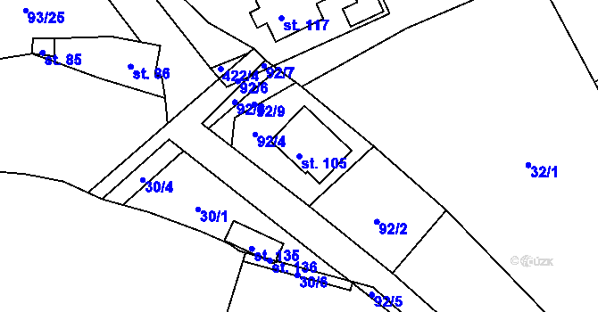 Parcela st. 105 v KÚ Jarov u Berouna, Katastrální mapa