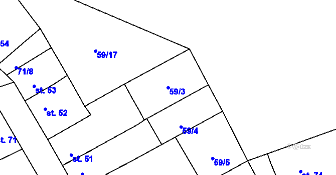 Parcela st. 59/3 v KÚ Jarov u Berouna, Katastrální mapa
