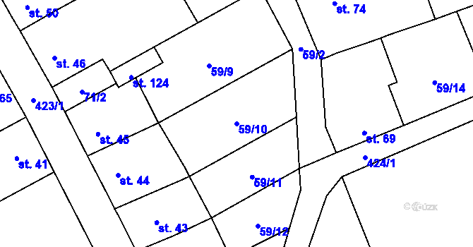Parcela st. 59/10 v KÚ Jarov u Berouna, Katastrální mapa