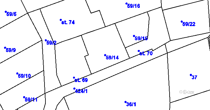 Parcela st. 59/14 v KÚ Jarov u Berouna, Katastrální mapa