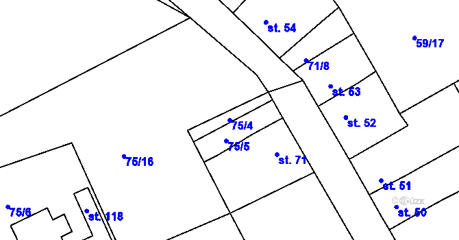 Parcela st. 75/4 v KÚ Jarov u Berouna, Katastrální mapa