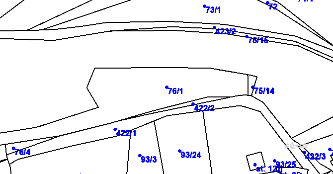 Parcela st. 76/1 v KÚ Jarov u Berouna, Katastrální mapa