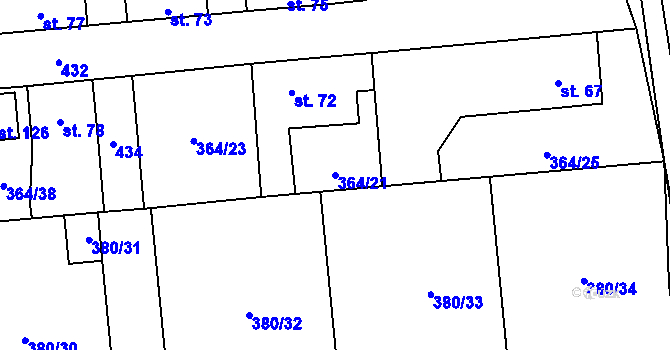 Parcela st. 364/21 v KÚ Jarov u Berouna, Katastrální mapa