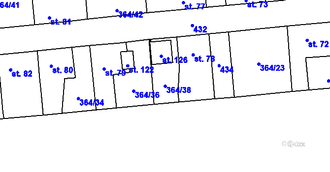 Parcela st. 364/38 v KÚ Jarov u Berouna, Katastrální mapa