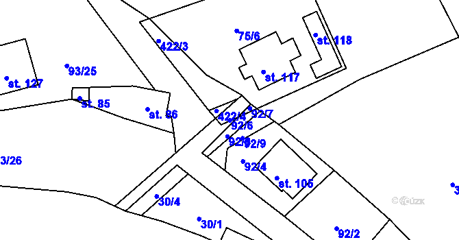 Parcela st. 92/6 v KÚ Jarov u Berouna, Katastrální mapa