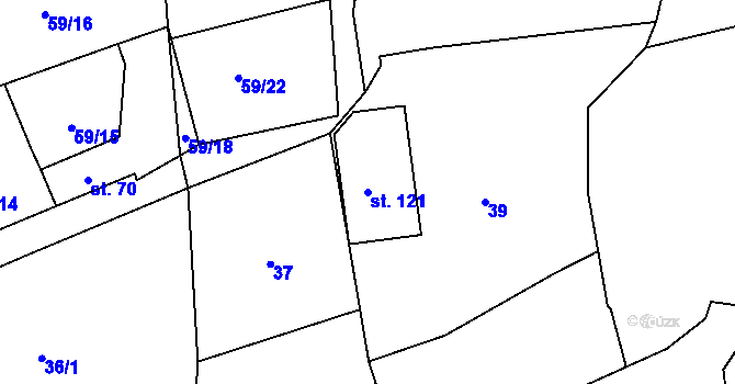 Parcela st. 121 v KÚ Jarov u Berouna, Katastrální mapa