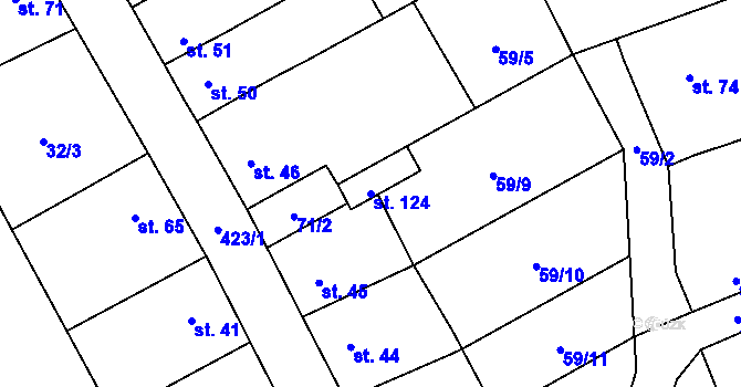 Parcela st. 124 v KÚ Jarov u Berouna, Katastrální mapa