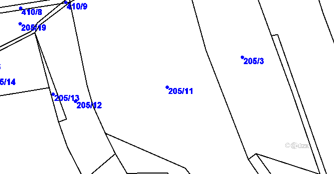 Parcela st. 205/11 v KÚ Jarov u Berouna, Katastrální mapa