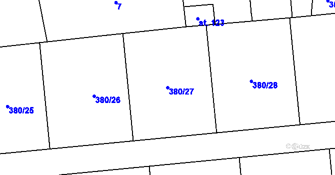 Parcela st. 380/27 v KÚ Jarov u Berouna, Katastrální mapa