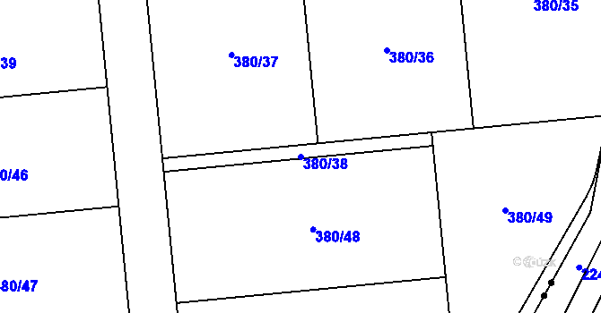 Parcela st. 380/38 v KÚ Jarov u Berouna, Katastrální mapa