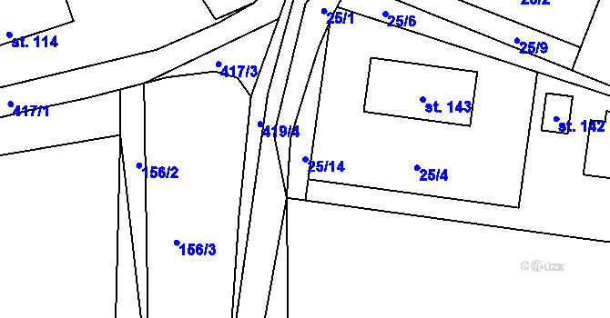 Parcela st. 25/14 v KÚ Jarov u Berouna, Katastrální mapa
