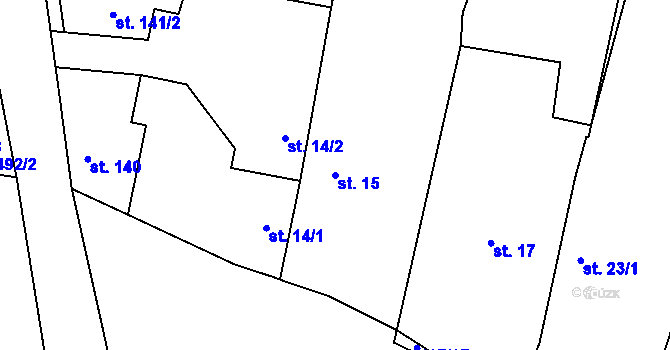 Parcela st. 15 v KÚ Běrunice, Katastrální mapa