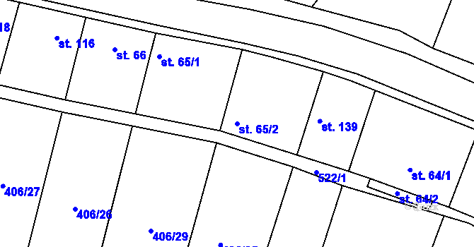 Parcela st. 65/2 v KÚ Běrunice, Katastrální mapa