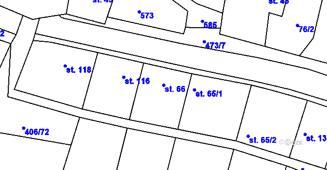 Parcela st. 66 v KÚ Běrunice, Katastrální mapa