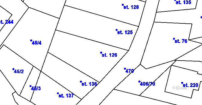Parcela st. 126 v KÚ Běrunice, Katastrální mapa