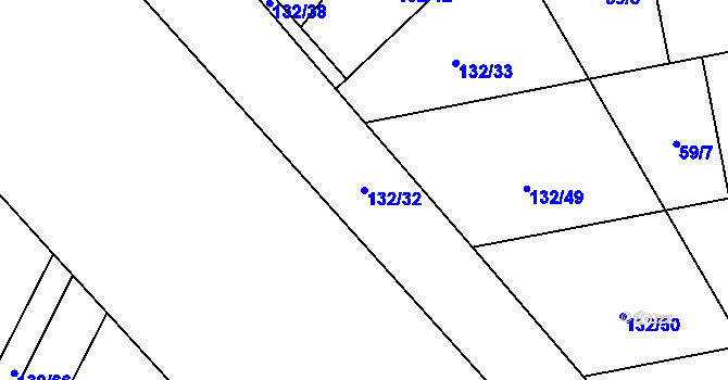 Parcela st. 132/32 v KÚ Běrunice, Katastrální mapa