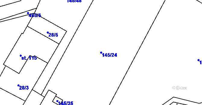 Parcela st. 145/24 v KÚ Běrunice, Katastrální mapa