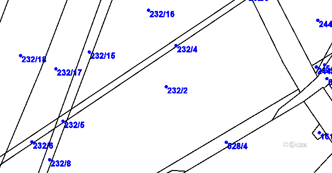 Parcela st. 232/2 v KÚ Běrunice, Katastrální mapa