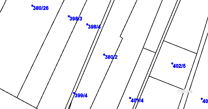 Parcela st. 380/2 v KÚ Běrunice, Katastrální mapa