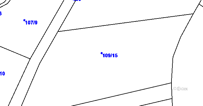 Parcela st. 109/15 v KÚ Běrunice, Katastrální mapa
