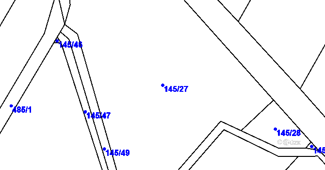 Parcela st. 145/27 v KÚ Běrunice, Katastrální mapa