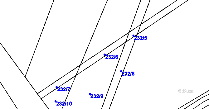 Parcela st. 232/6 v KÚ Běrunice, Katastrální mapa