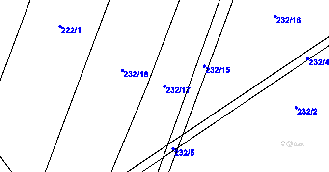 Parcela st. 232/17 v KÚ Běrunice, Katastrální mapa