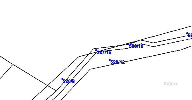 Parcela st. 287/16 v KÚ Běrunice, Katastrální mapa