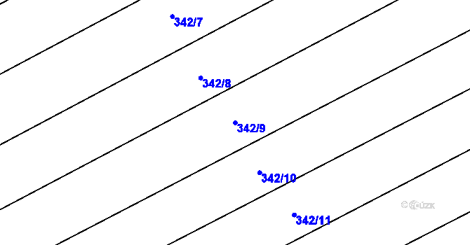 Parcela st. 342/9 v KÚ Běrunice, Katastrální mapa