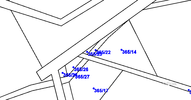 Parcela st. 365/22 v KÚ Běrunice, Katastrální mapa