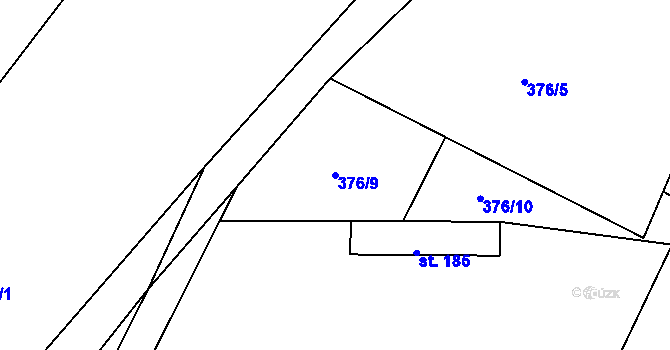 Parcela st. 376/9 v KÚ Běrunice, Katastrální mapa