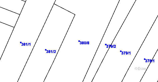 Parcela st. 380/8 v KÚ Běrunice, Katastrální mapa