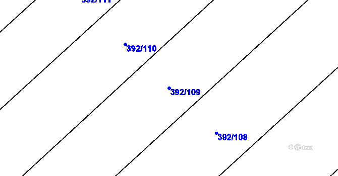 Parcela st. 392/109 v KÚ Běrunice, Katastrální mapa