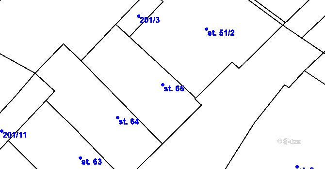 Parcela st. 65 v KÚ Běruničky, Katastrální mapa