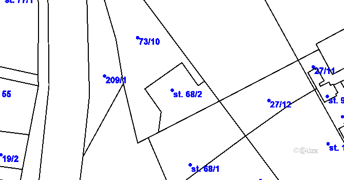 Parcela st. 68/2 v KÚ Běruničky, Katastrální mapa