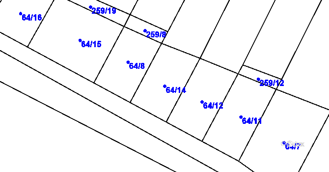Parcela st. 64/14 v KÚ Běruničky, Katastrální mapa