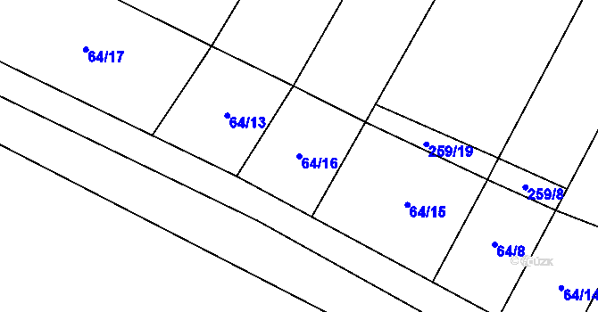 Parcela st. 64/16 v KÚ Běruničky, Katastrální mapa