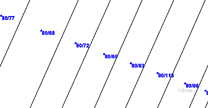 Parcela st. 80/65 v KÚ Běruničky, Katastrální mapa